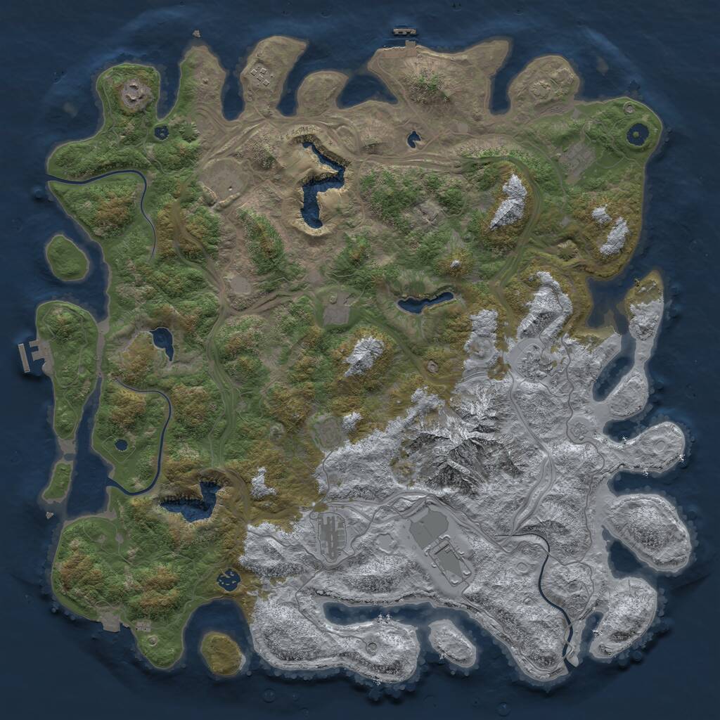 Rust Map: Procedural Map, Size: 5000, Seed: 666123030, 16 Monuments