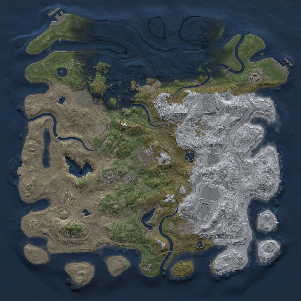 Rust Map: Procedural Map, Size: 4501, Seed: 1841432007, 16 Monuments