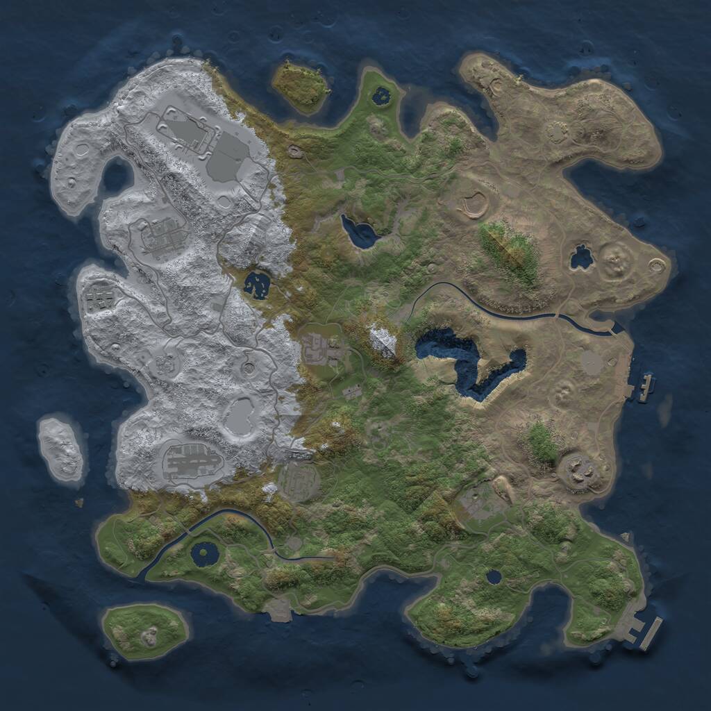 Rust Map: Procedural Map, Size: 4000, Seed: 8247, 16 Monuments