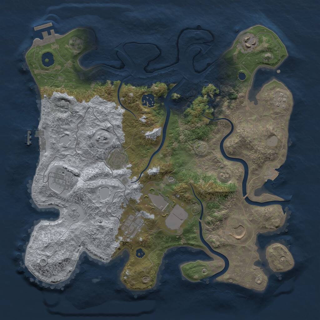 Rust Map: Procedural Map, Size: 3500, Seed: 20237994, 14 Monuments