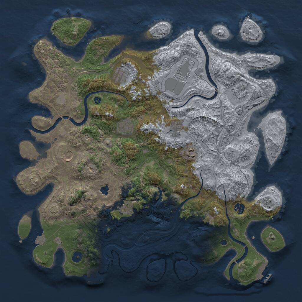 Rust Map: Procedural Map, Size: 4250, Seed: 1193027500, 16 Monuments