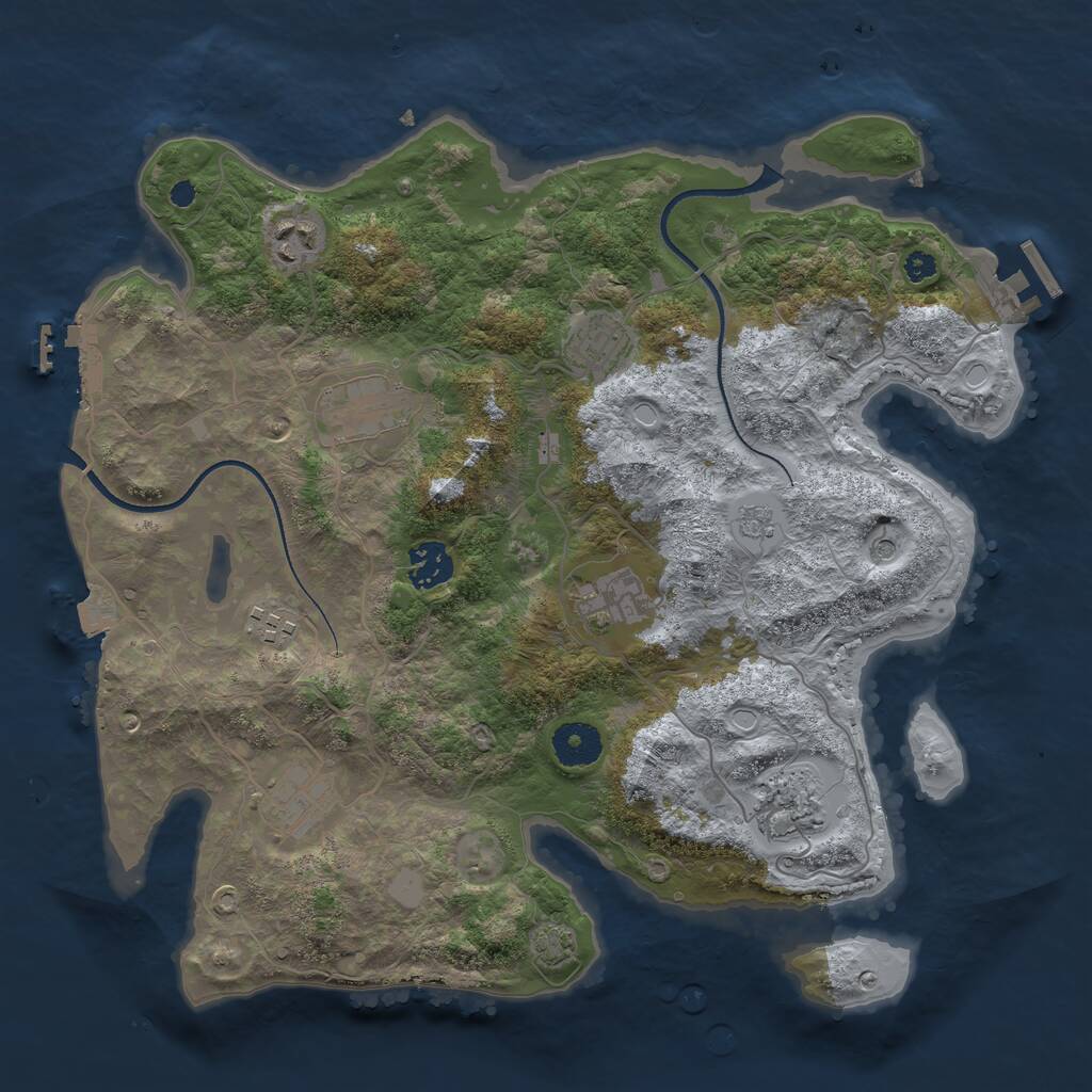 Rust Map: Procedural Map, Size: 3499, Seed: 294714536, 14 Monuments