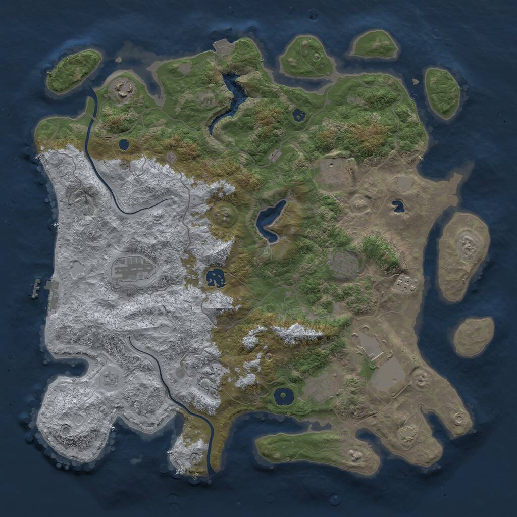 Rust Map: Procedural Map, Size: 4000, Seed: 20237994, 14 Monuments