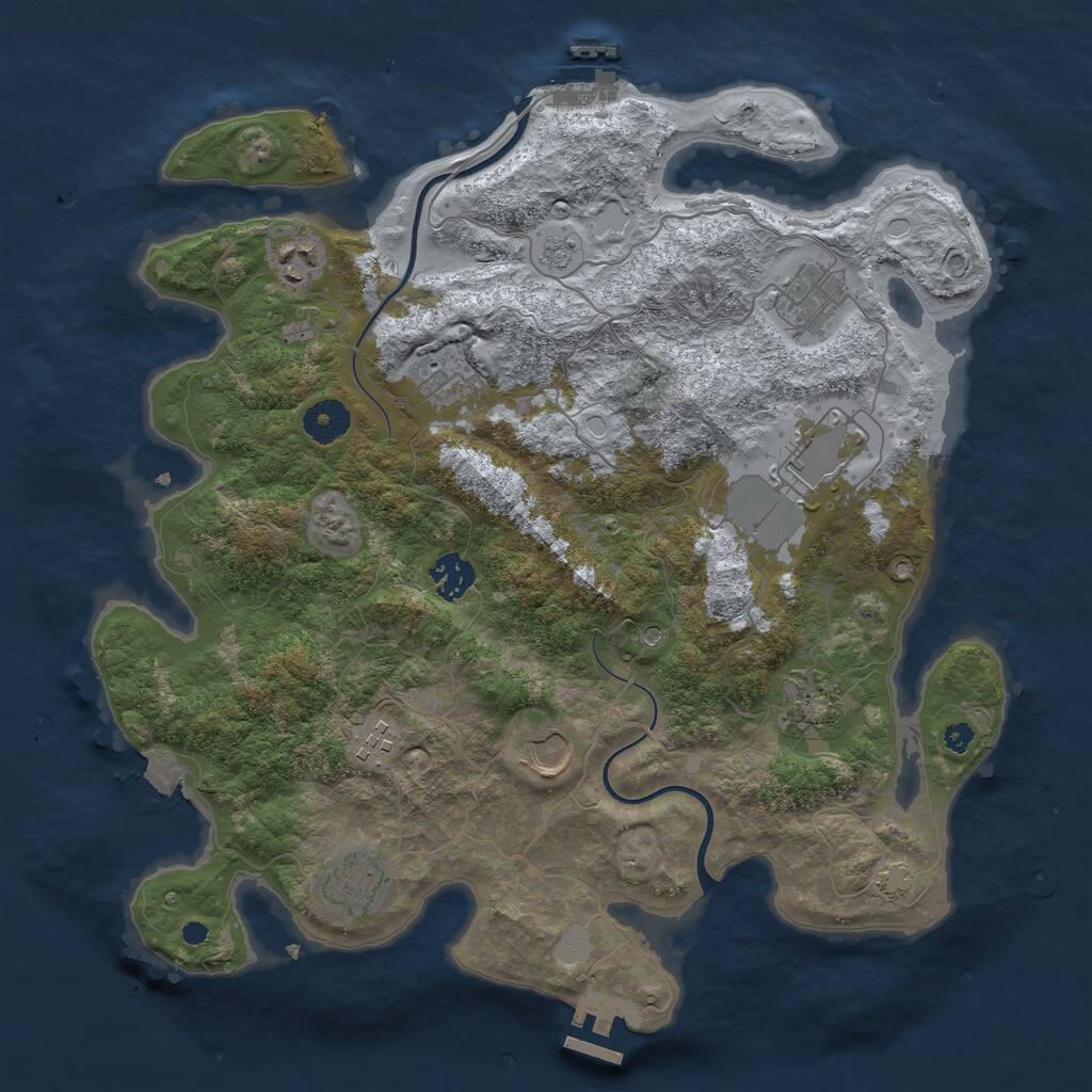 Rust Map: Procedural Map, Size: 3700, Seed: 1406632394, 15 Monuments