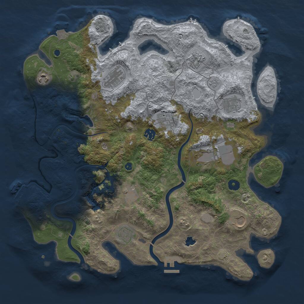 Rust Map: Procedural Map, Size: 4000, Seed: 38678453, 17 Monuments
