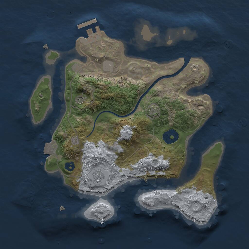 Rust Map: Procedural Map, Size: 2500, Seed: 516416846, 5 Monuments