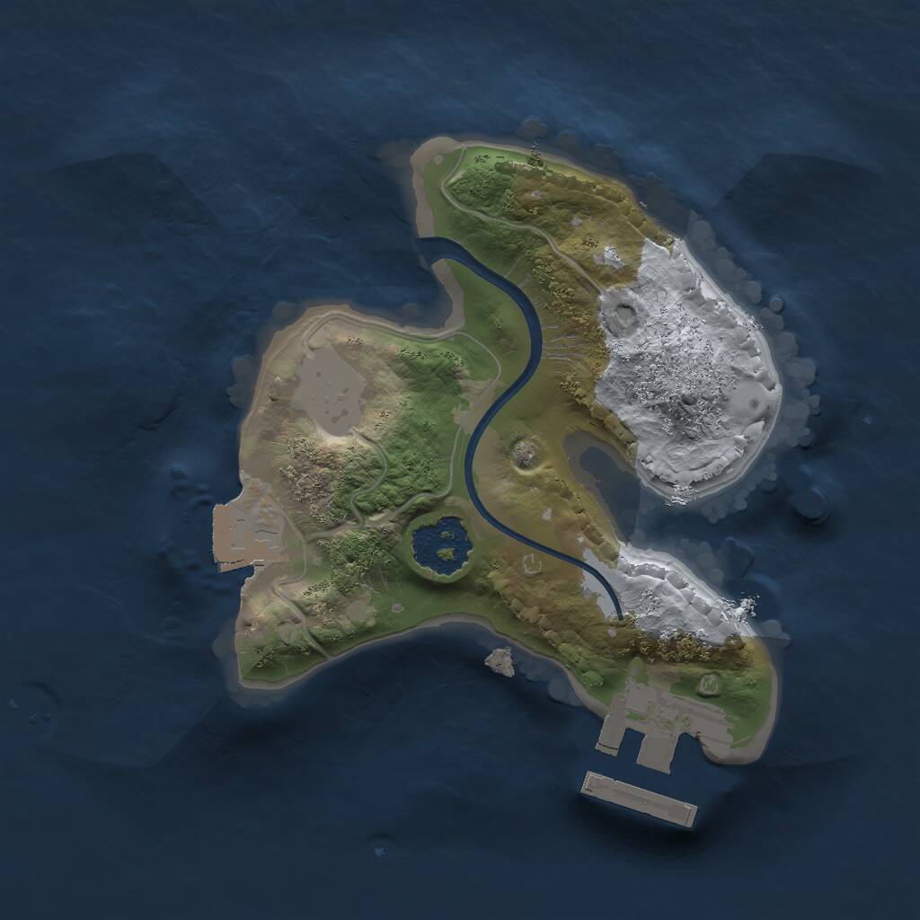 Rust Map: Procedural Map, Size: 1600, Seed: 8000, 2 Monuments