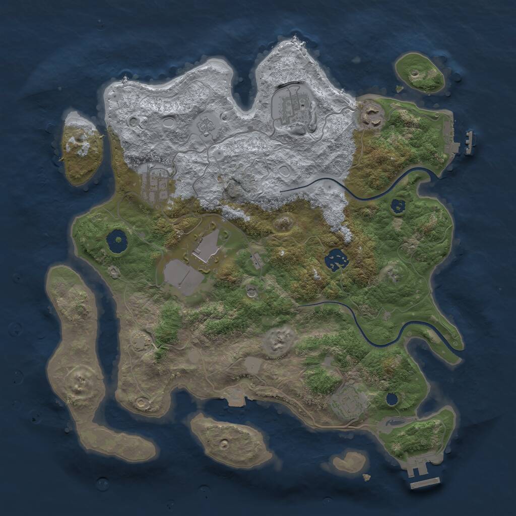 Rust Map: Procedural Map, Size: 3500, Seed: 2133715905, 12 Monuments