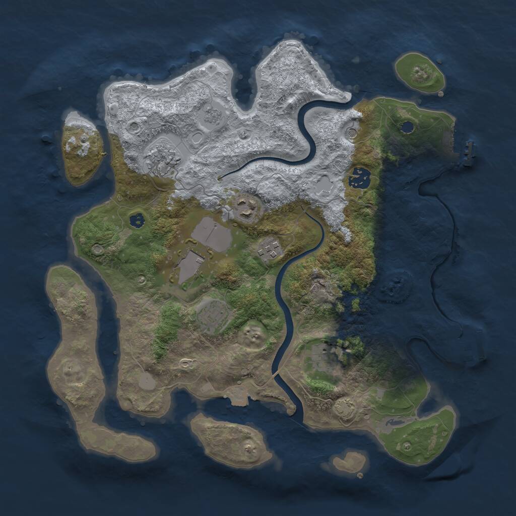 Rust Map: Procedural Map, Size: 3500, Seed: 2133715905, 13 Monuments