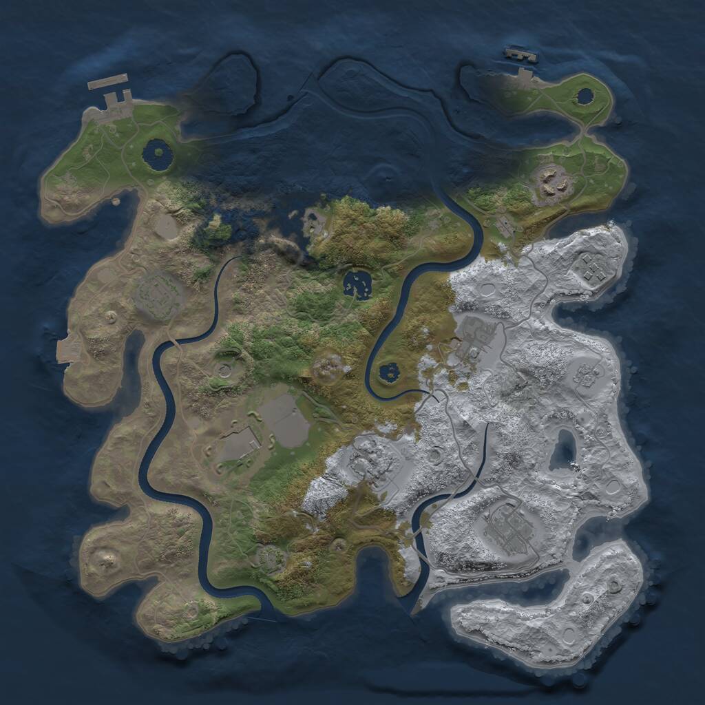 Rust Map: Procedural Map, Size: 3500, Seed: 1476287399, 15 Monuments