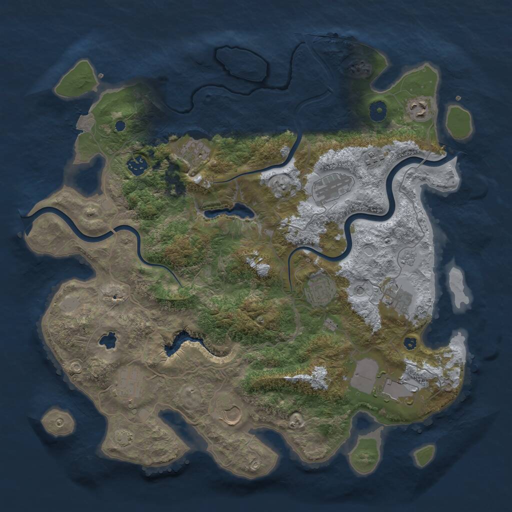 Rust Map: Procedural Map, Size: 4000, Seed: 1485551254, 14 Monuments
