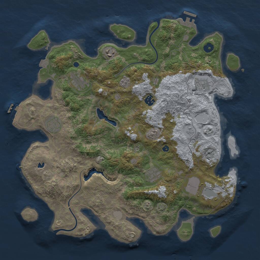 Rust Map: Procedural Map, Size: 4000, Seed: 1485551254, 14 Monuments