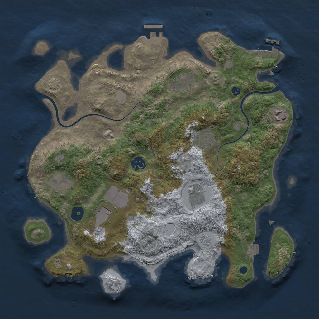 Rust Map: Procedural Map, Size: 3500, Seed: 994229885, 13 Monuments