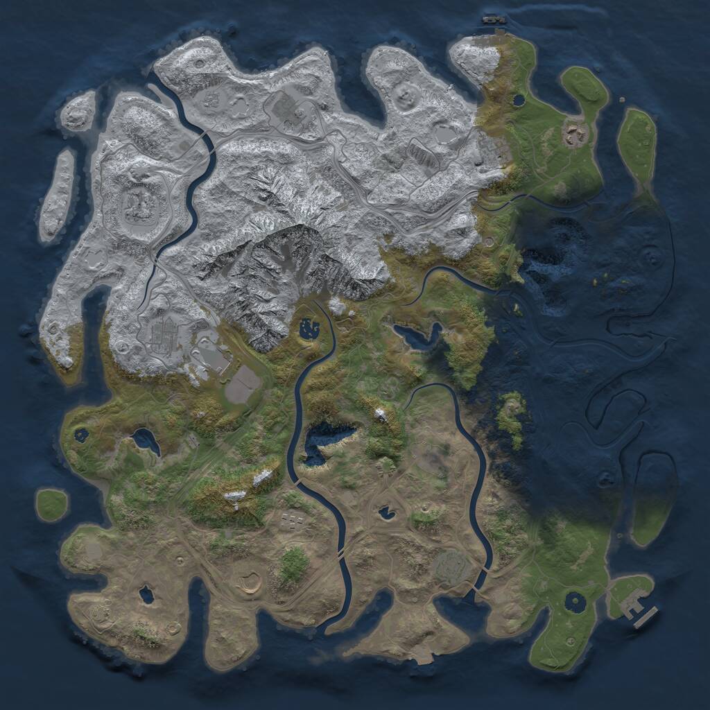 Rust Map: Procedural Map, Size: 5000, Seed: 362155622, 17 Monuments
