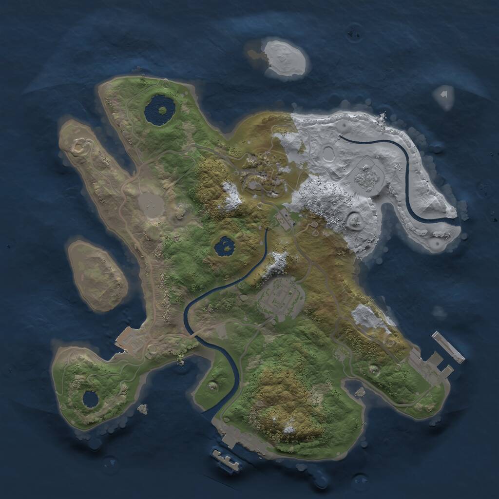 Rust Map: Procedural Map, Size: 2500, Seed: 4208008, 6 Monuments