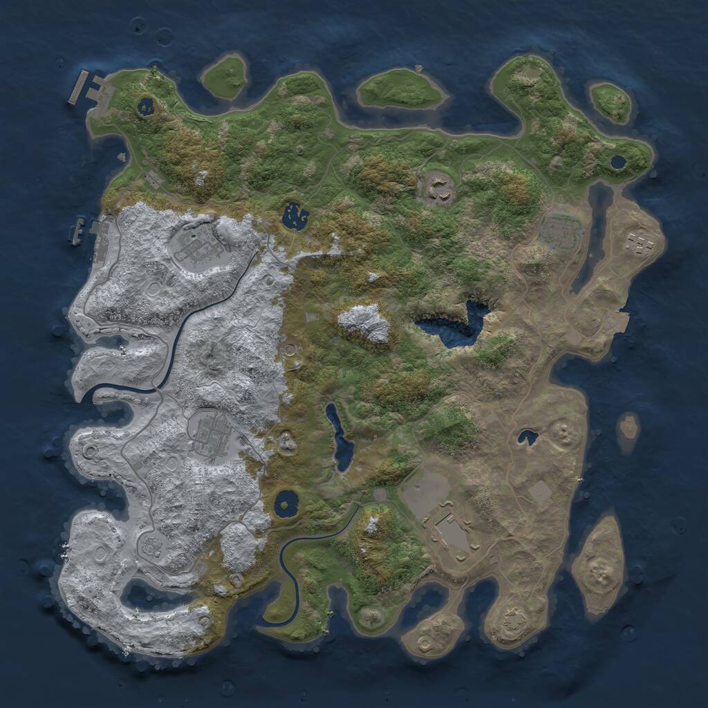 Rust Map: Procedural Map, Size: 4000, Seed: 2114684924, 13 Monuments