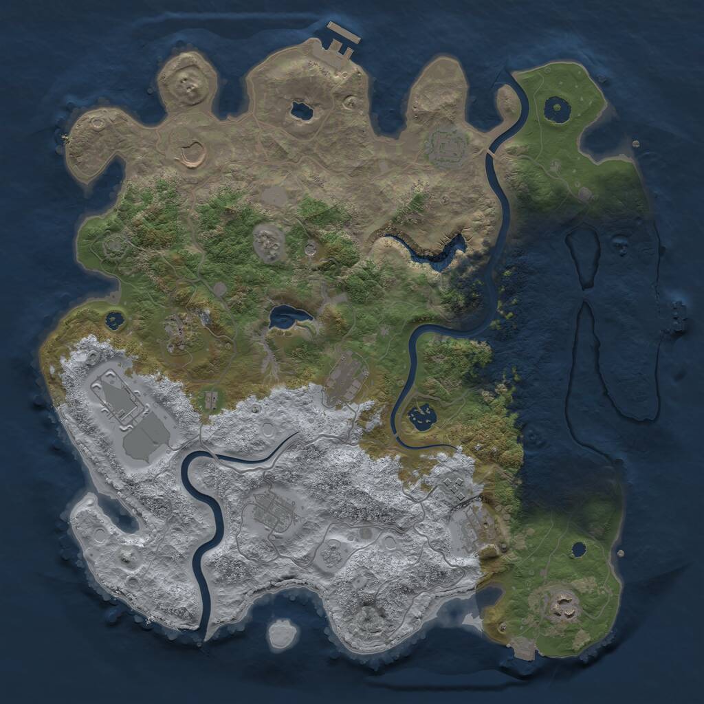 Rust Map: Procedural Map, Size: 4000, Seed: 671947348, 16 Monuments