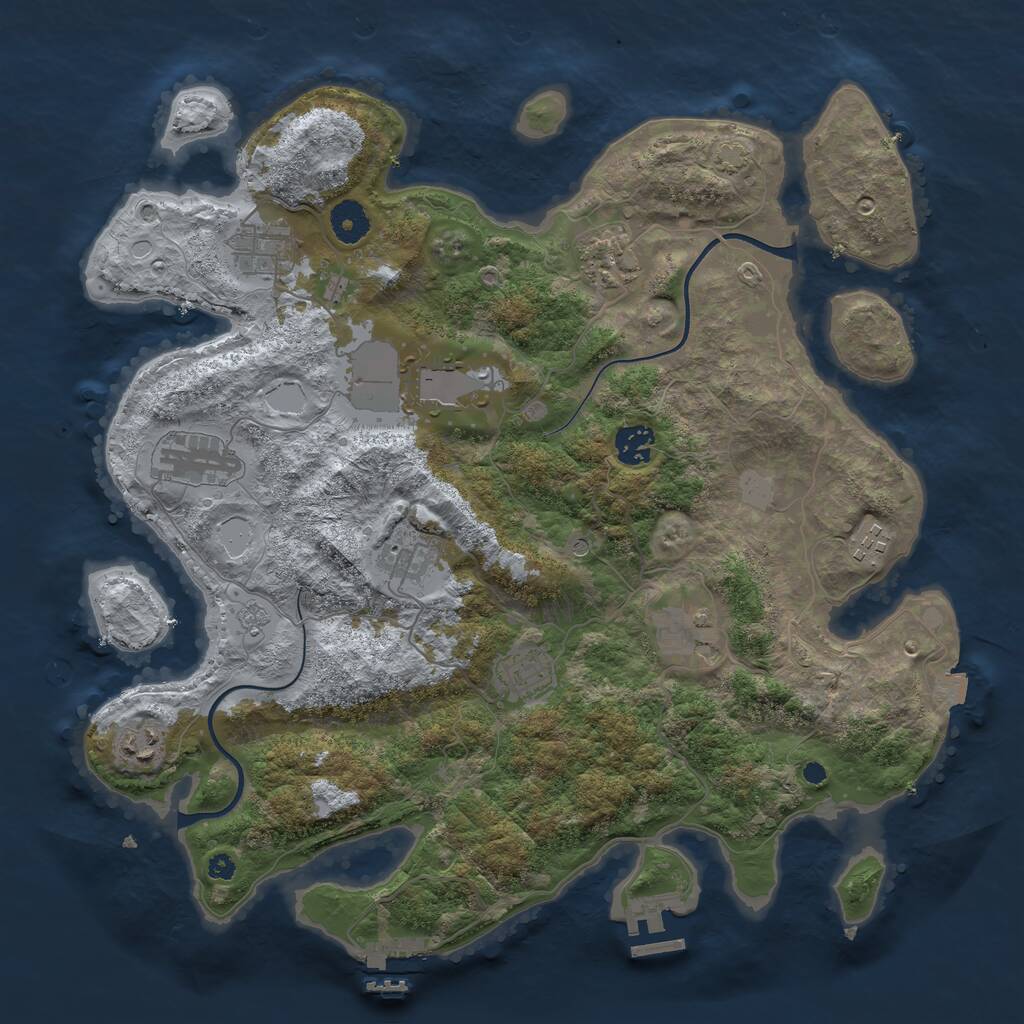 Rust Map: Procedural Map, Size: 3800, Seed: 645093750, 16 Monuments