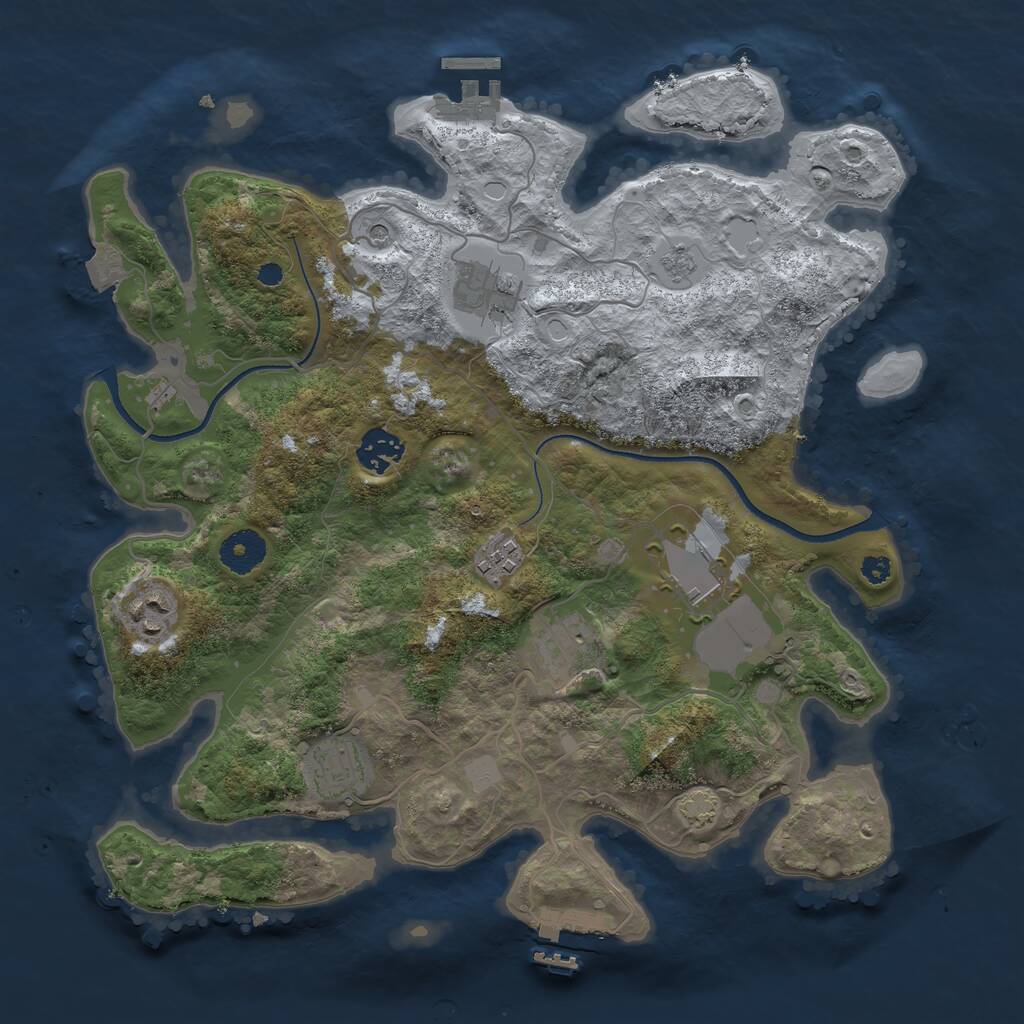 Rust Map: Procedural Map, Size: 3500, Seed: 14121973, 13 Monuments