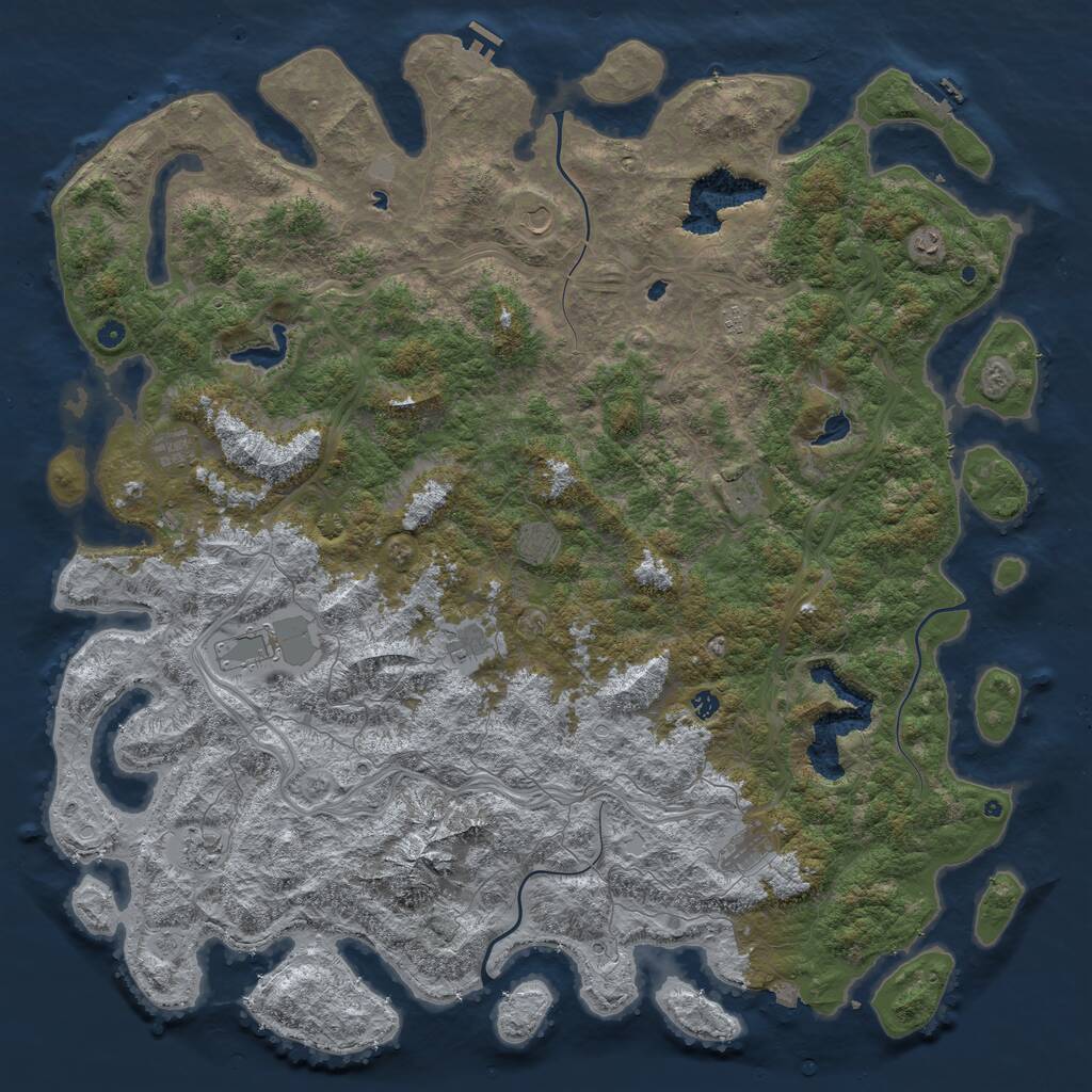 Rust Map: Procedural Map, Size: 6000, Seed: 70000, 17 Monuments