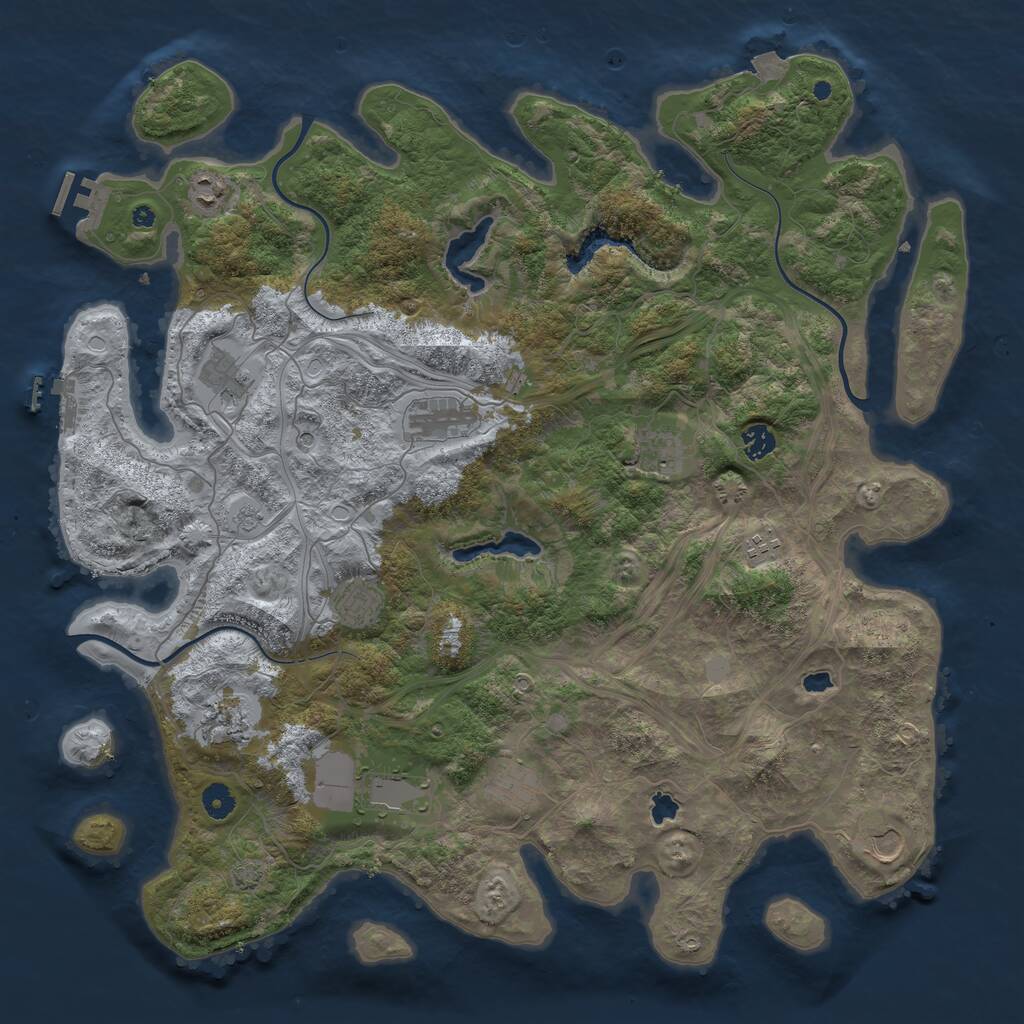 Rust Map: Procedural Map, Size: 4550, Seed: 36190547, 17 Monuments