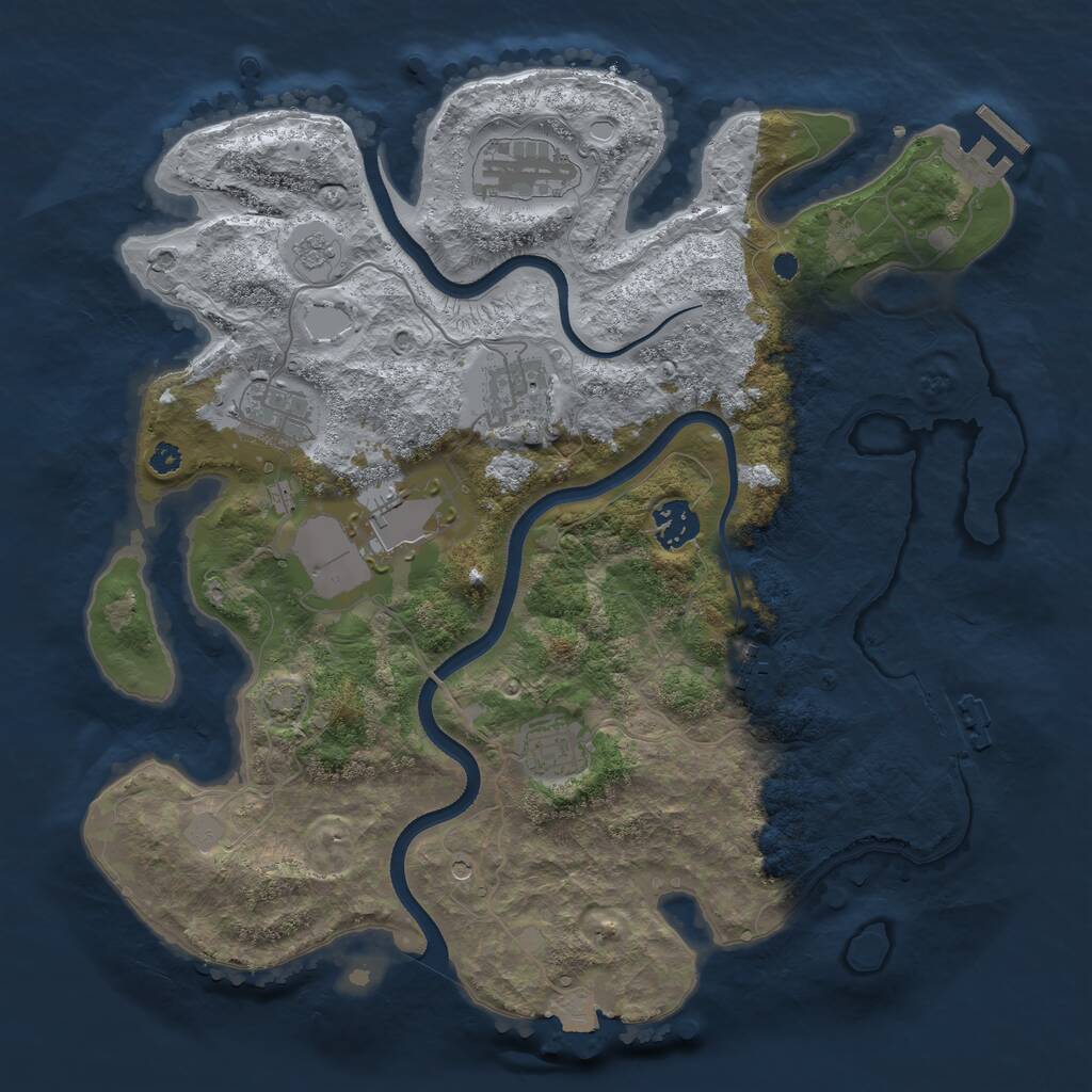 Rust Map: Procedural Map, Size: 3500, Seed: 2013404516, 13 Monuments