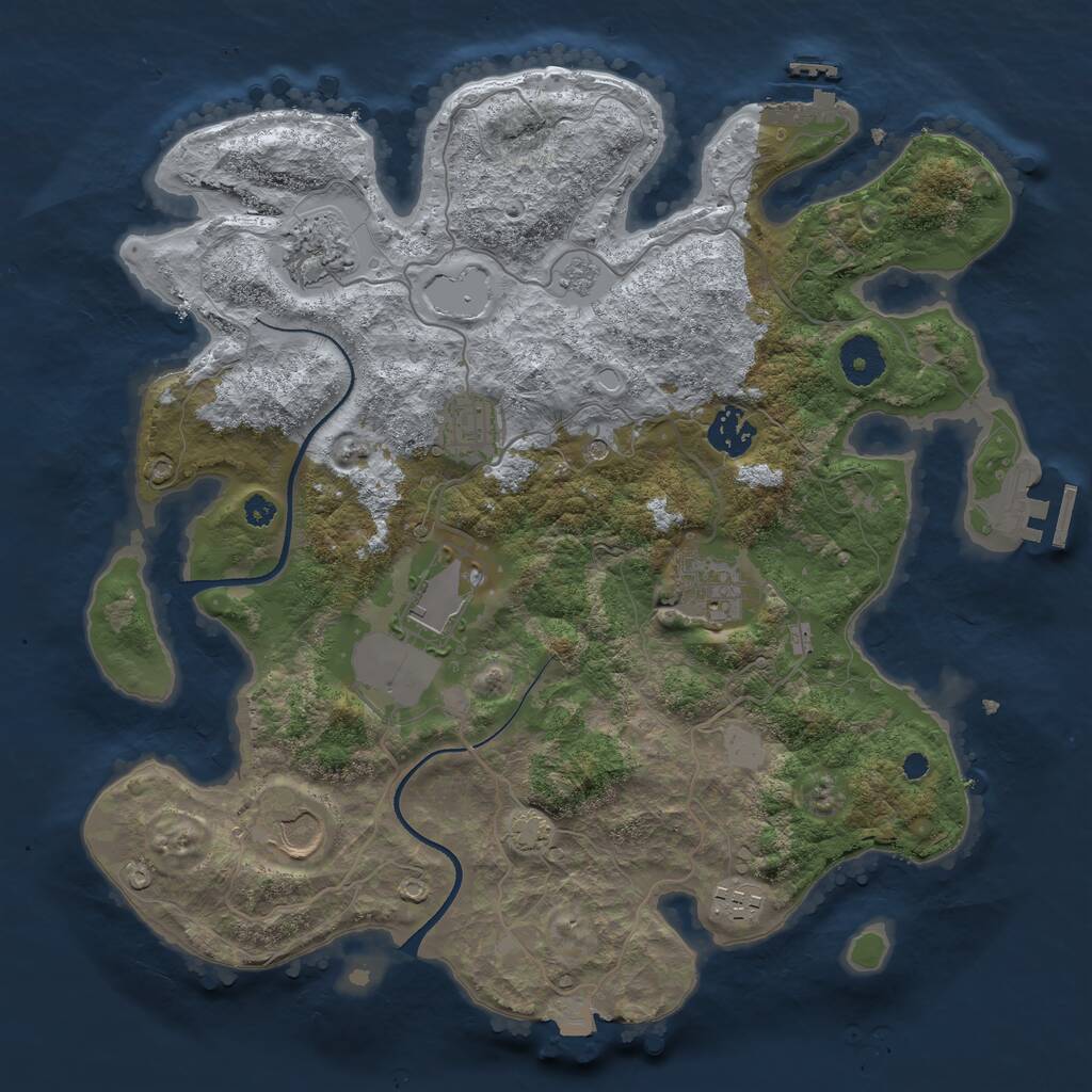 Rust Map: Procedural Map, Size: 3500, Seed: 2013404516, 13 Monuments