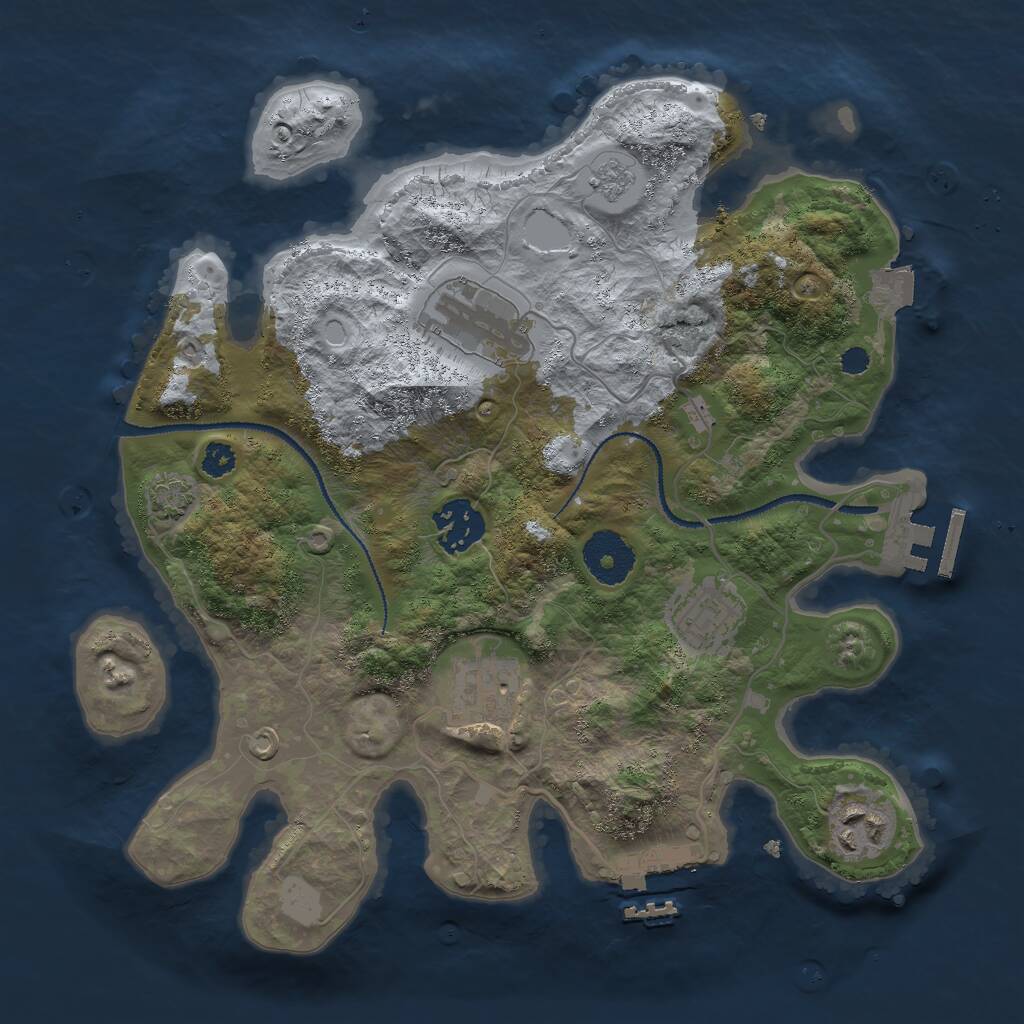 Rust Map: Procedural Map, Size: 3000, Seed: 1827299850, 10 Monuments