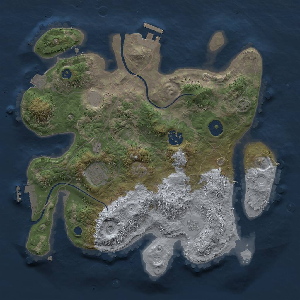 Rust Map: Procedural Map, Size: 3000, Seed: 1888168106, 8 Monuments