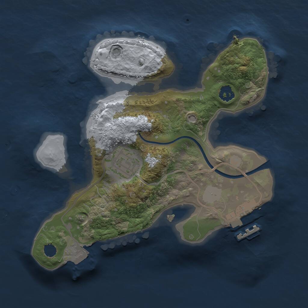 Rust Map: Procedural Map, Size: 2000, Seed: 1804956089, 3 Monuments