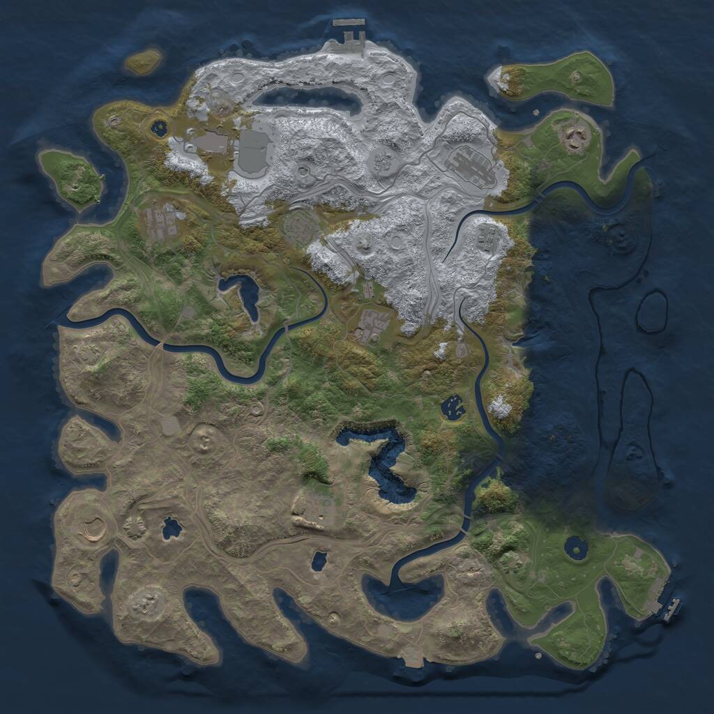 Rust Map: Procedural Map, Size: 4500, Seed: 13093546, 16 Monuments