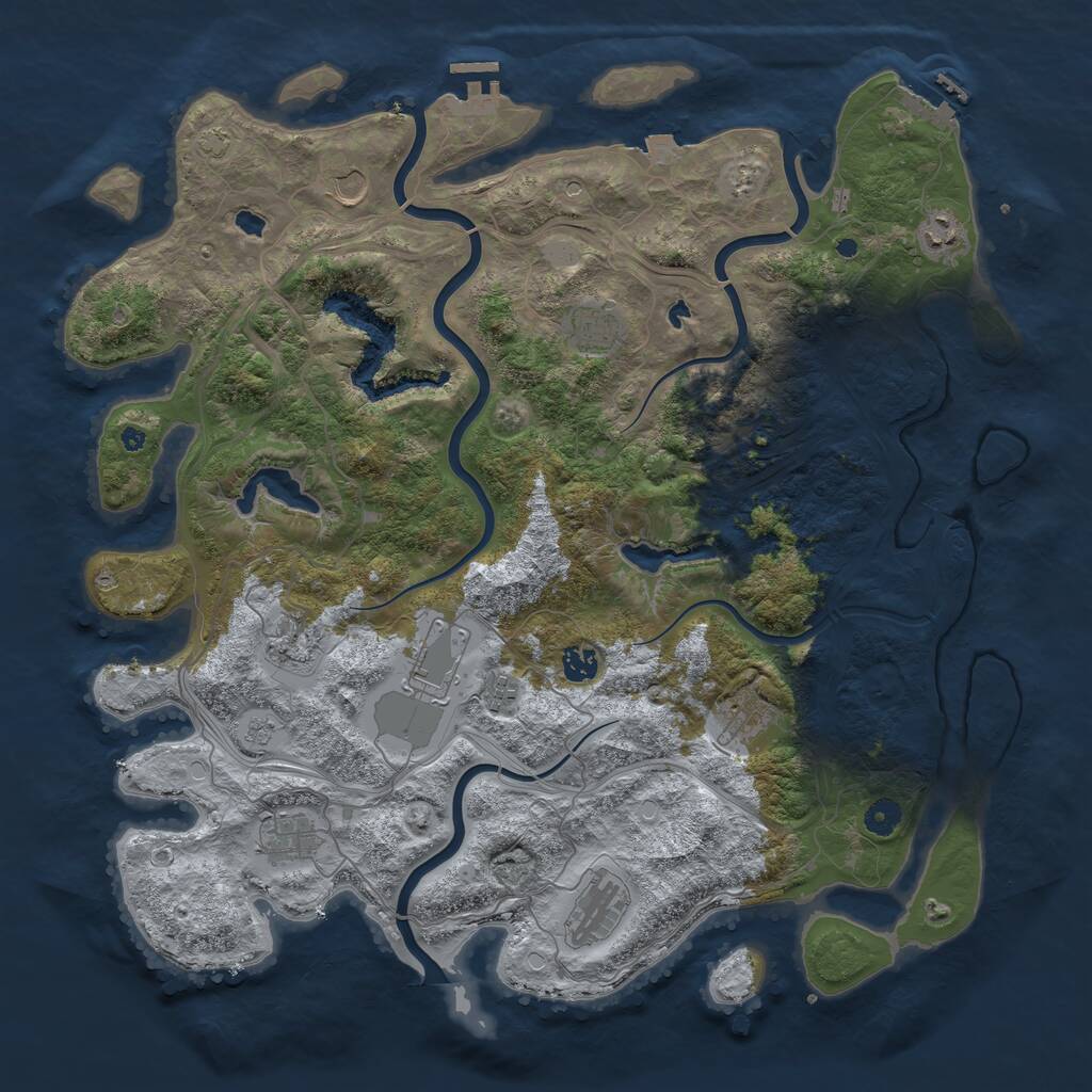 Rust Map: Procedural Map, Size: 4500, Seed: 734, 16 Monuments