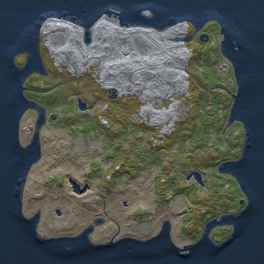 Rust Map: Procedural Map, Size: 4500, Seed: 851998294, 17 Monuments