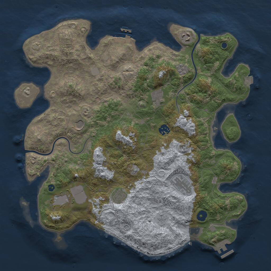 Rust Map: Procedural Map, Size: 3900, Seed: 74823, 14 Monuments