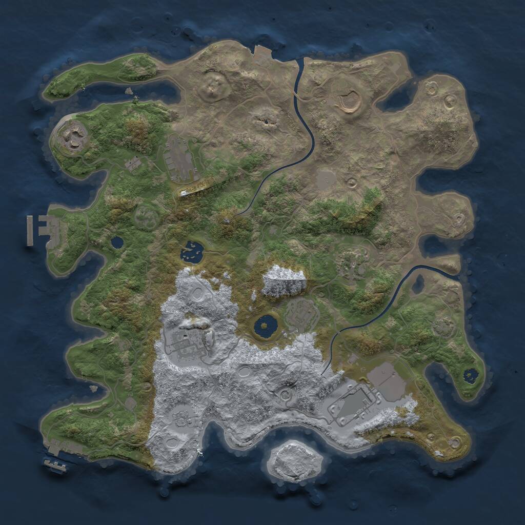 Rust Map: Procedural Map, Size: 3500, Seed: 429087214, 14 Monuments