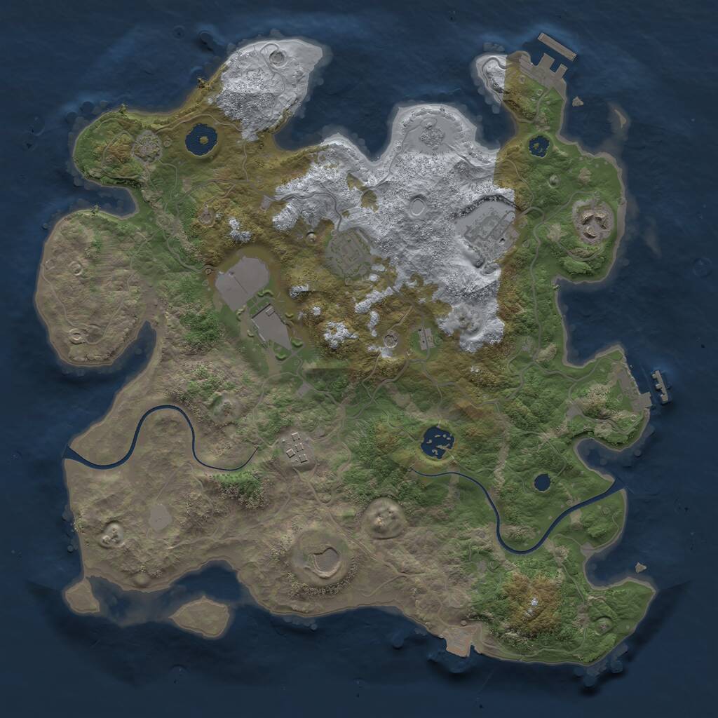 Rust Map: Procedural Map, Size: 3500, Seed: 313775336, 13 Monuments
