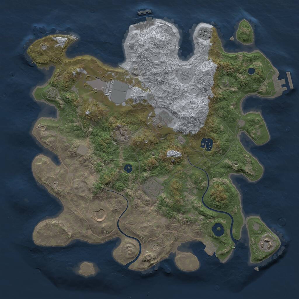 Rust Map: Procedural Map, Size: 3500, Seed: 1035214774, 13 Monuments