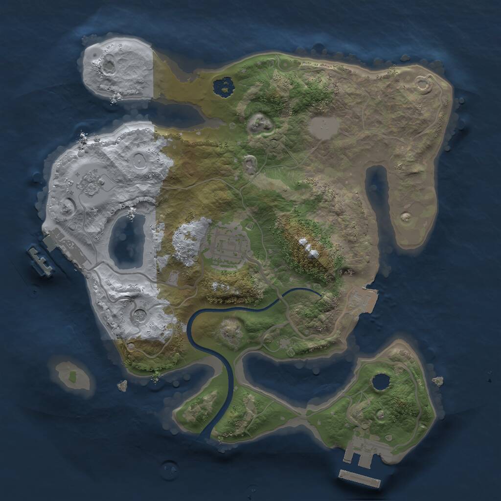 Rust Map: Procedural Map, Size: 2400, Seed: 726491163, 6 Monuments