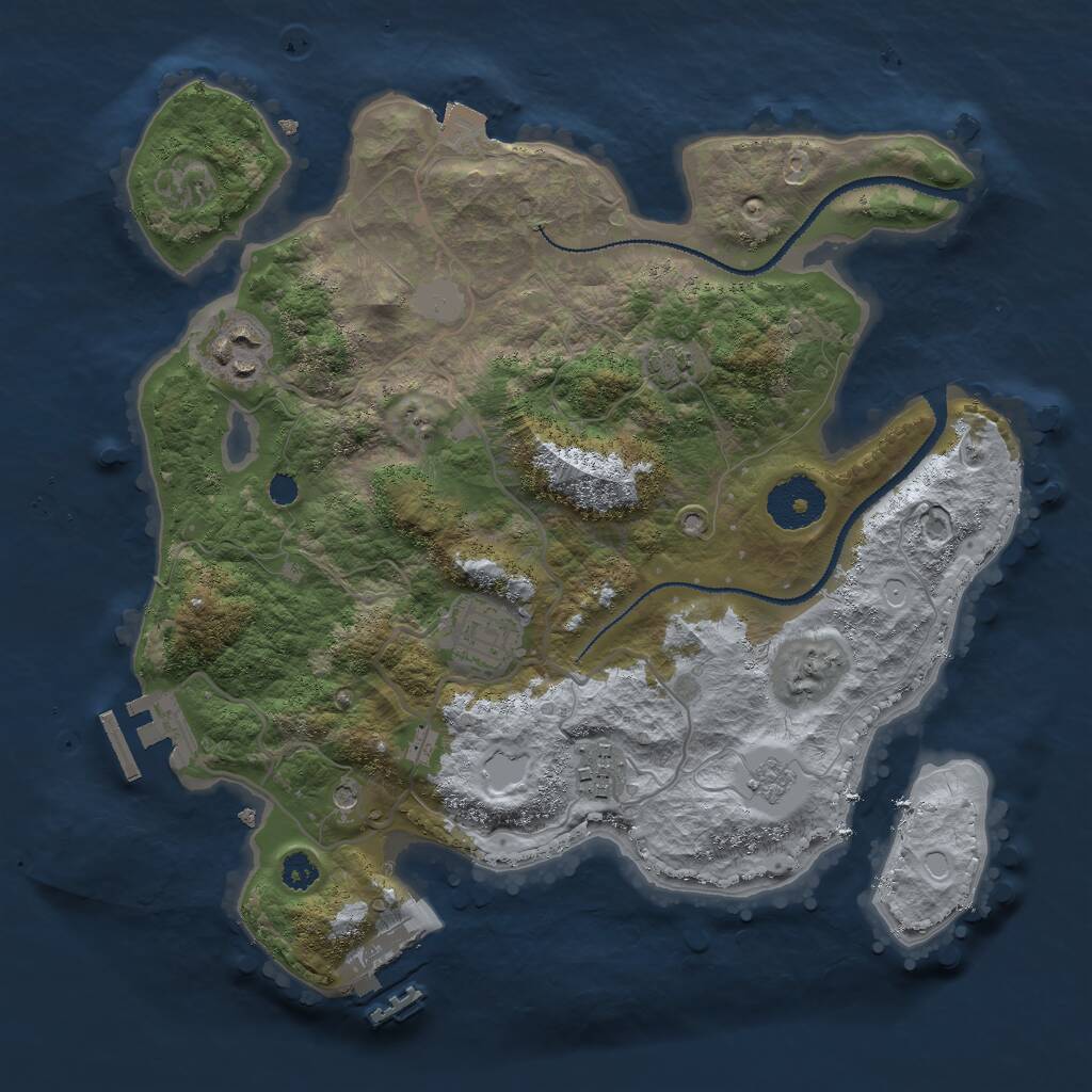 Rust Map: Procedural Map, Size: 3000, Seed: 34836, 9 Monuments