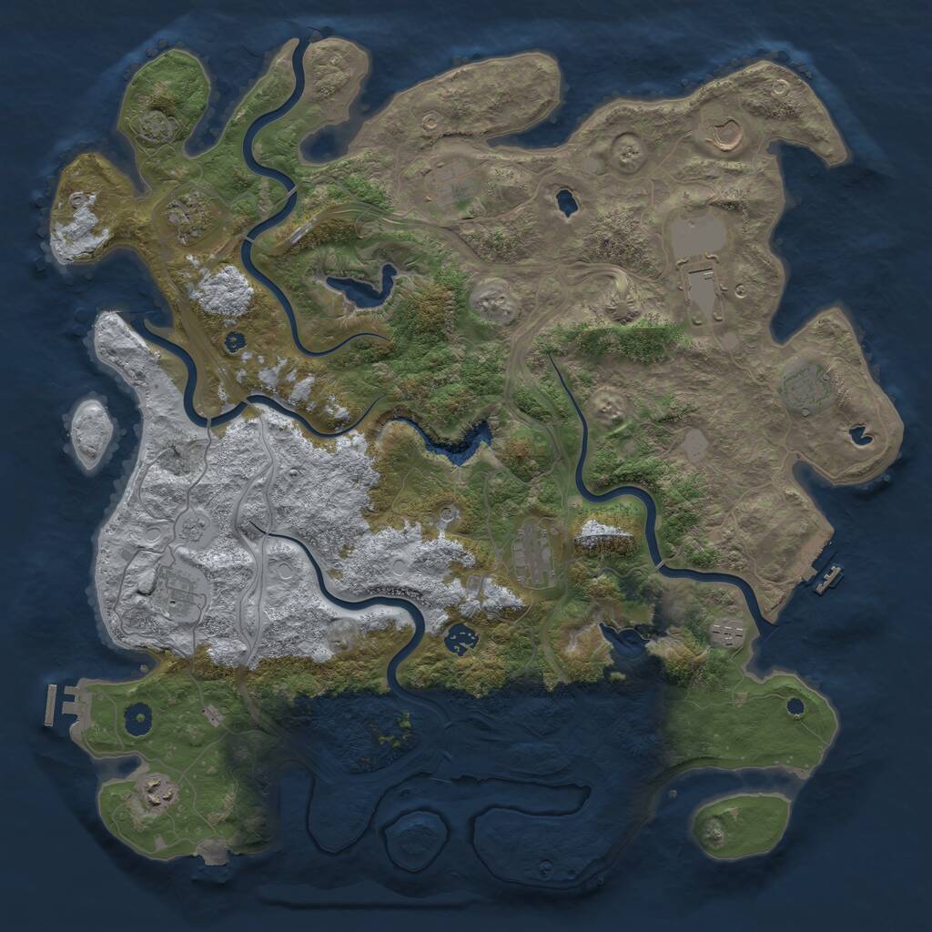 Rust Map: Procedural Map, Size: 4500, Seed: 1018616282, 16 Monuments