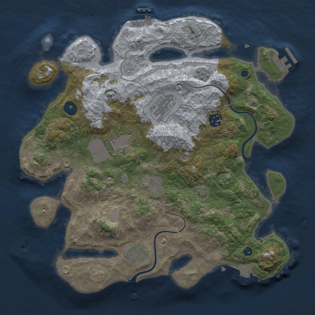 Rust Map: Procedural Map, Size: 3500, Seed: 1369766940, 12 Monuments