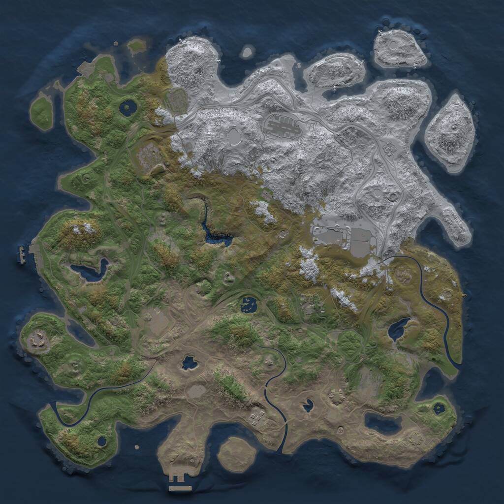 Rust Map: Procedural Map, Size: 4500, Seed: 968408532, 16 Monuments
