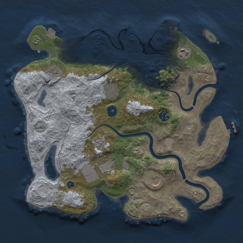 Rust Map: Procedural Map, Size: 3500, Seed: 50020, 13 Monuments