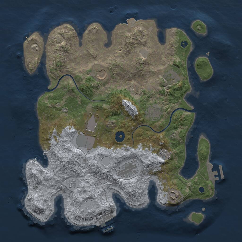 Rust Map: Procedural Map, Size: 3500, Seed: 443332176, 13 Monuments