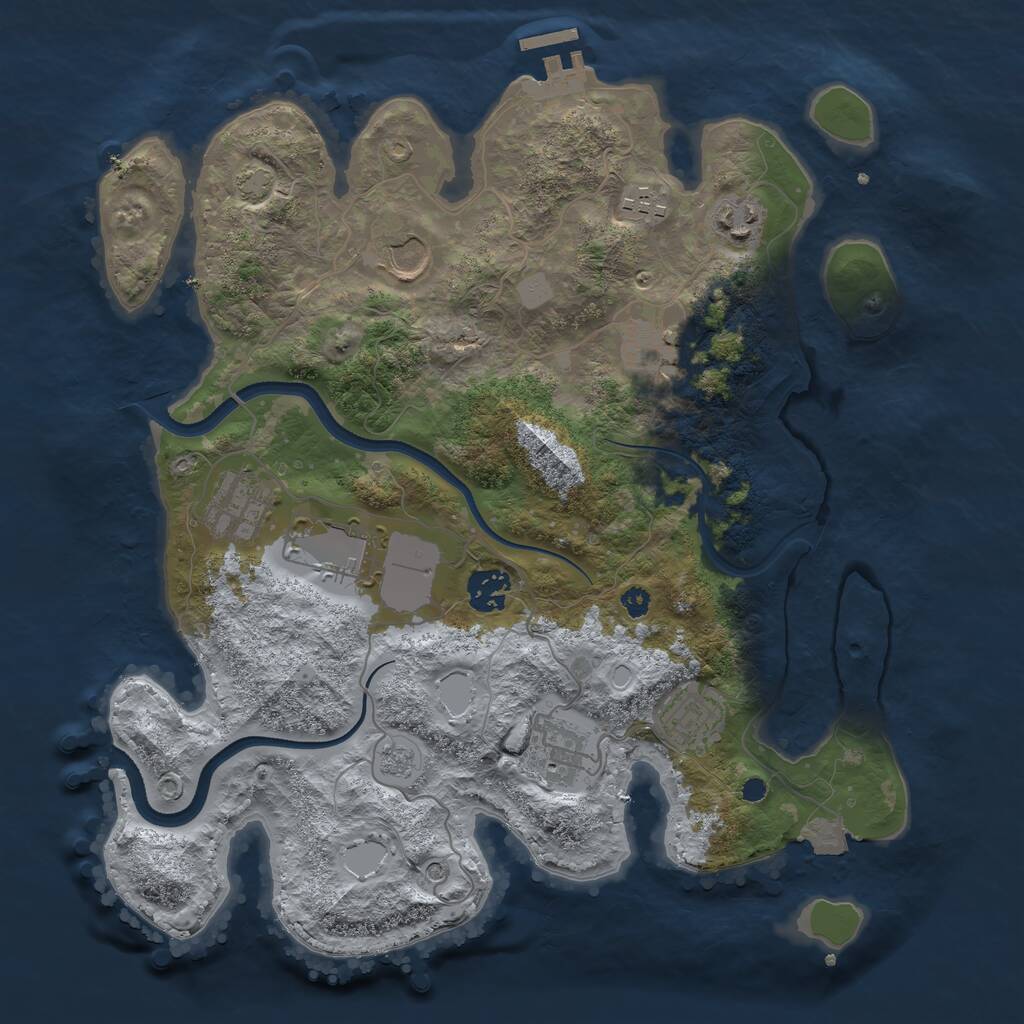 Rust Map: Procedural Map, Size: 3500, Seed: 443332176, 14 Monuments