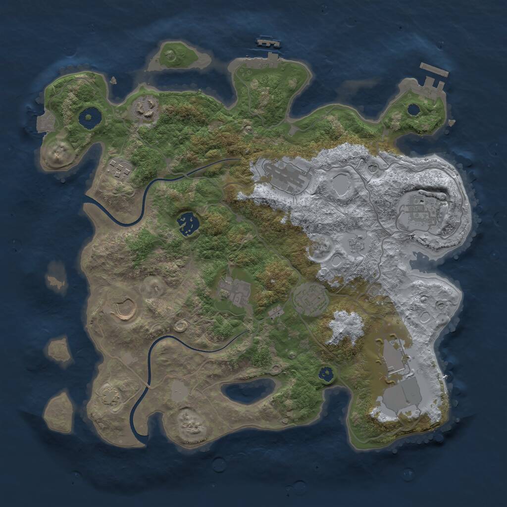 Rust Map: Procedural Map, Size: 3500, Seed: 730730870, 15 Monuments