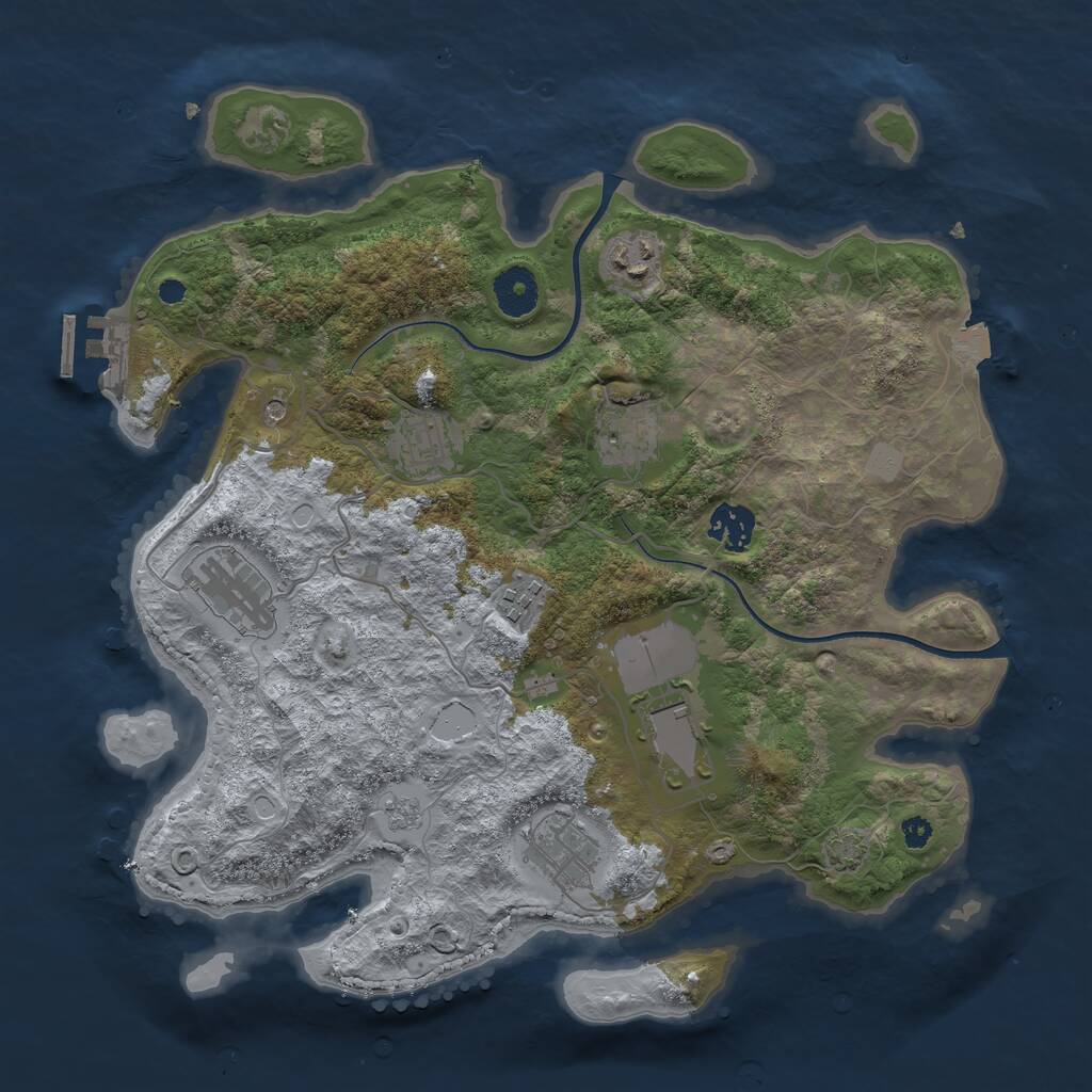 Rust Map: Procedural Map, Size: 3500, Seed: 1234123412, 13 Monuments