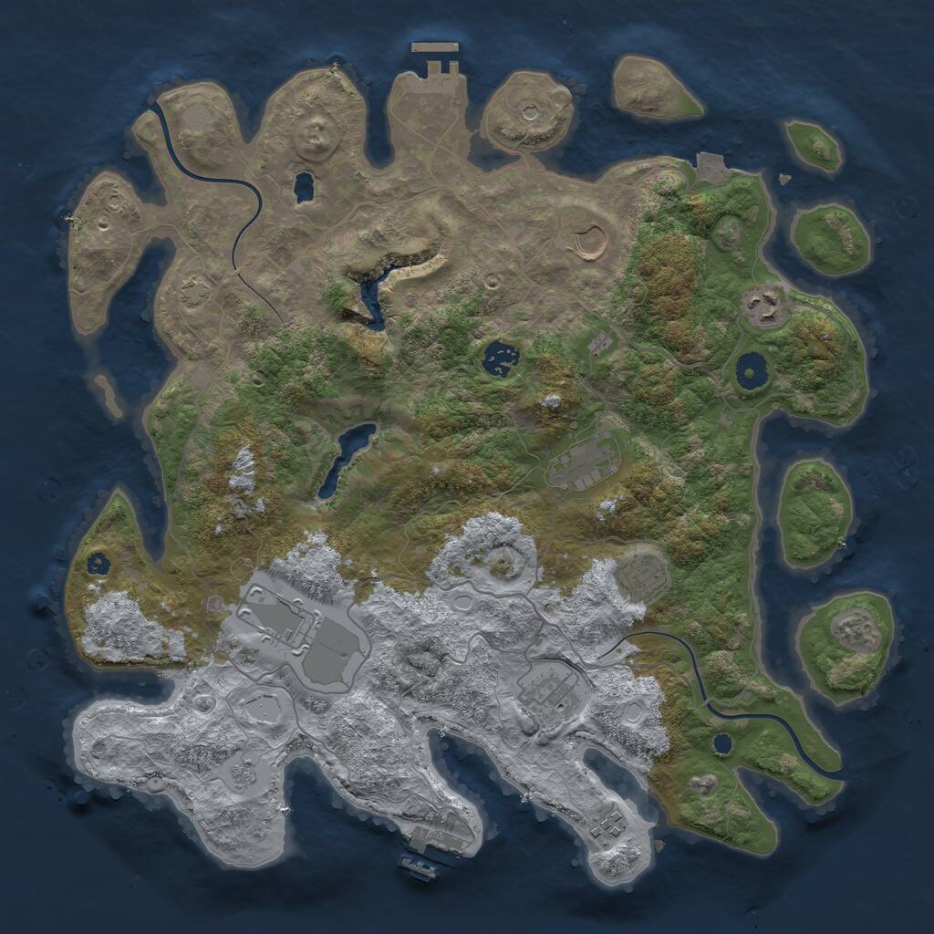 Rust Map: Procedural Map, Size: 4000, Seed: 57483, 14 Monuments