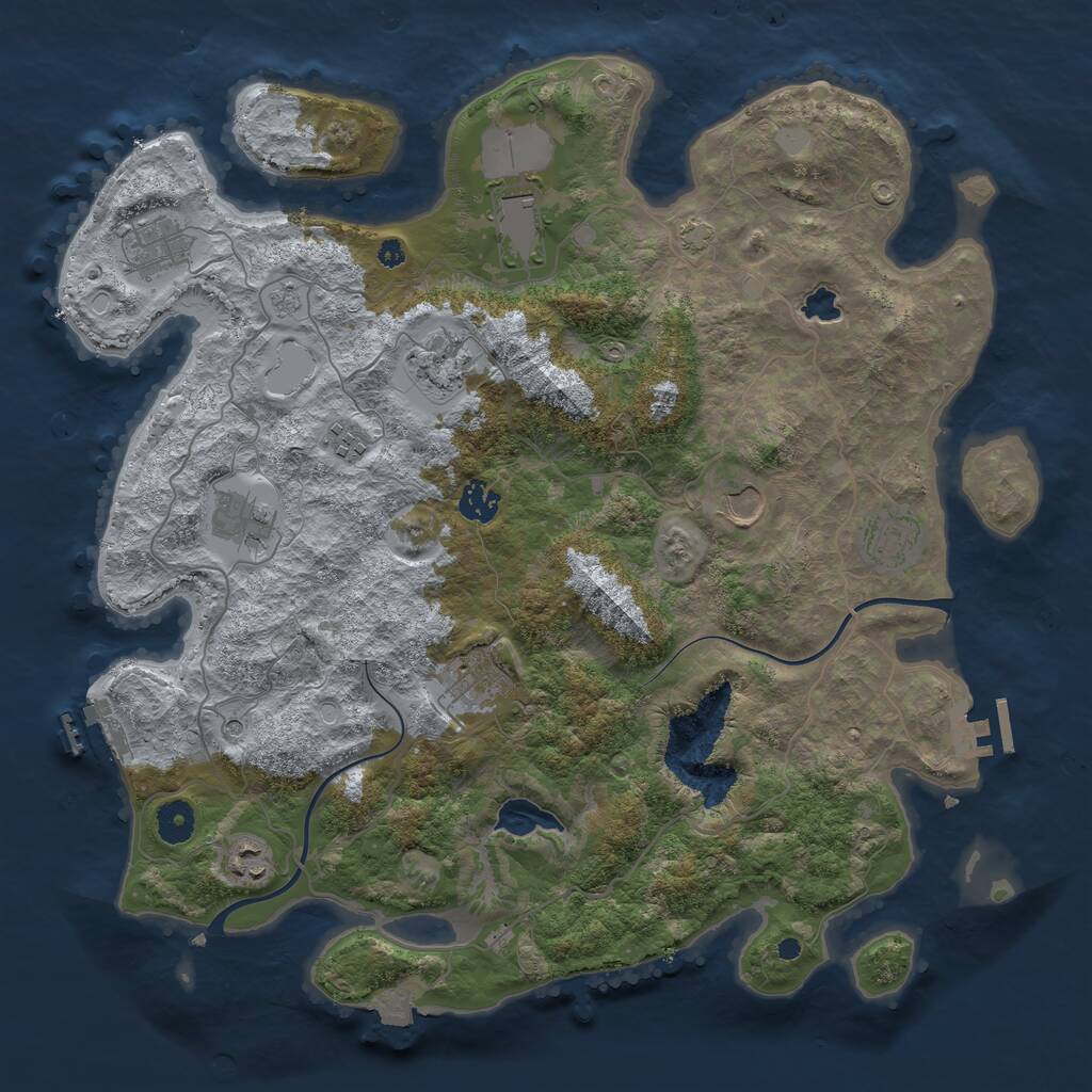 Rust Map: Procedural Map, Size: 4000, Seed: 760315170, 16 Monuments