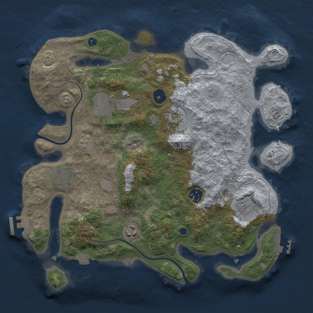 Rust Map: Procedural Map, Size: 3500, Seed: 1551961826, 13 Monuments